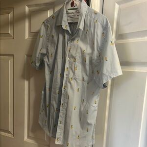 Old Navy Blue and Yellow Casual Button Down Shirt